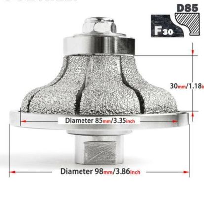 Προφίλ πέτρας άκρης κενού Brazing Router Bit Κόψιμο για πέτρα και μαρμάρινο άλεμα